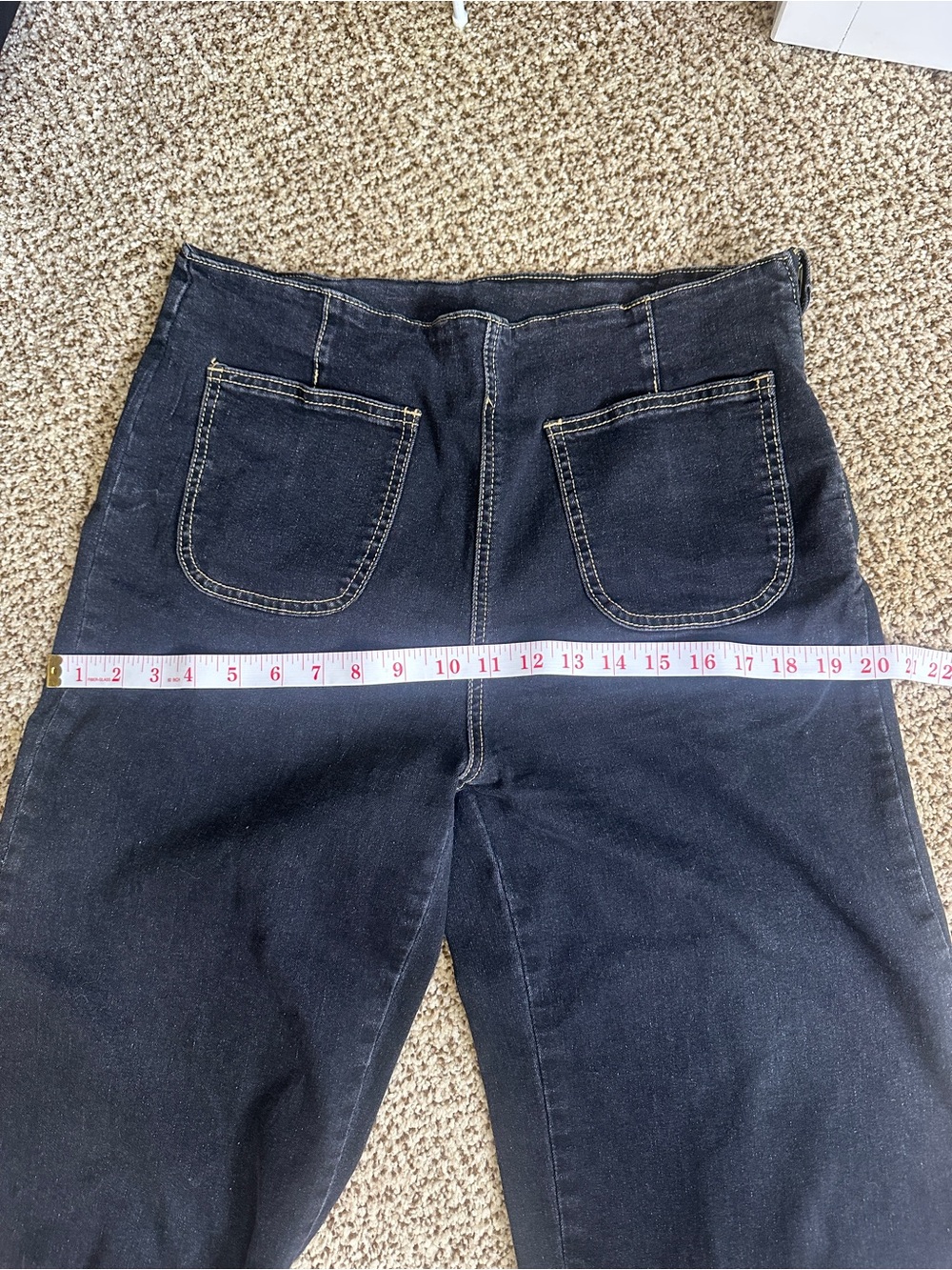 No Boundaries Black Pull-On Cropped Wide Leg Ruffle Hem Jeans Size 12 - Picture 4 of 10